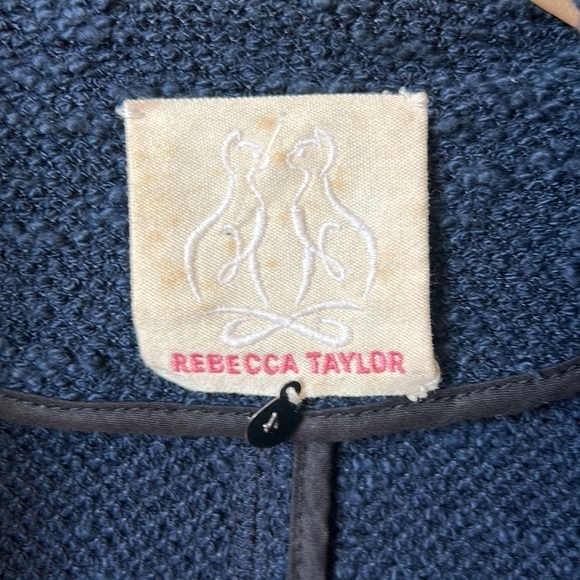 Rebecca Taylor Navy Tweed Moto Style Zip Up Jacket - Picture 4 of 7